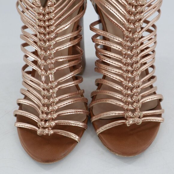 Anthropologie Raphaella Booz Copula Heels Womens 6 Rose Gold Bohemian NYE Retro - Picture 2 of 12